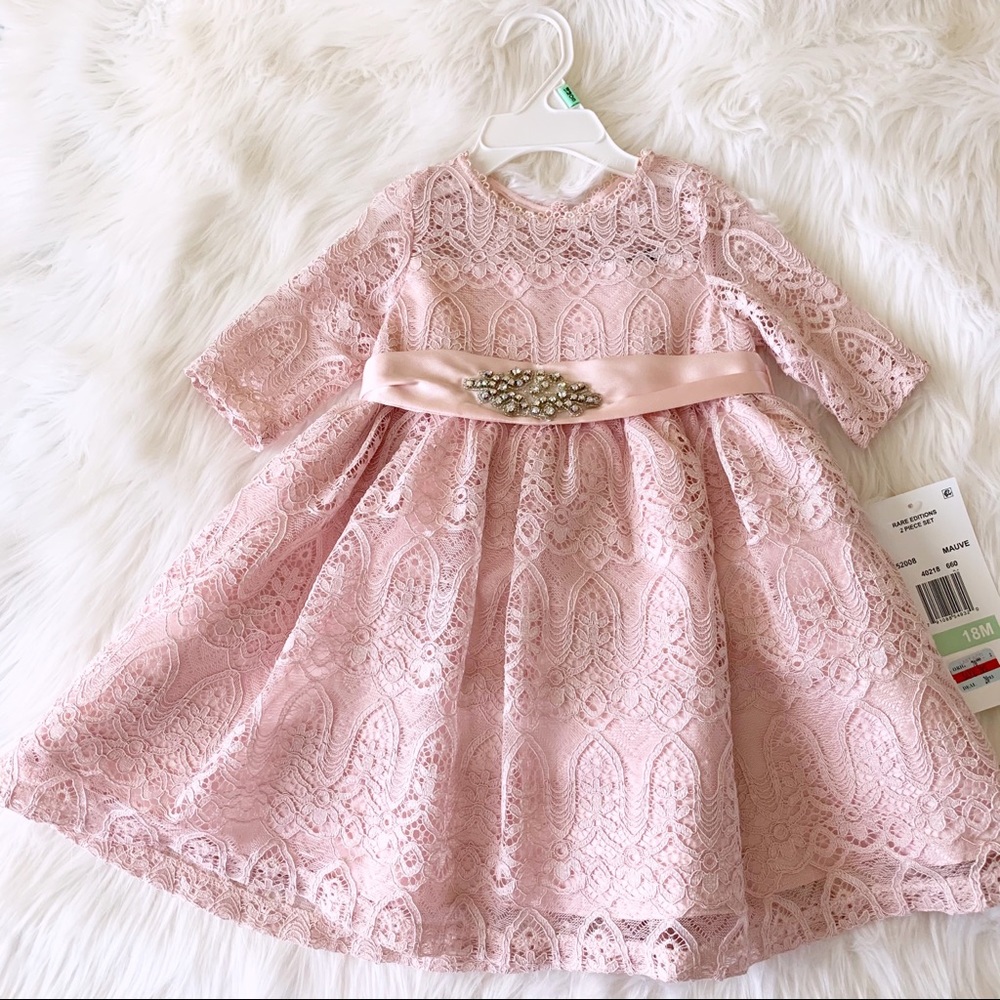 Rare Editions Mauve Pink Lace Dress
